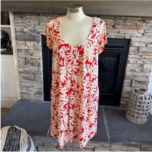 Diane Von Furstenberg Red and Cream Print Mini Dress